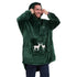 Snuggs Blanket Hoodie Dark Green Christmas Deer Pocket